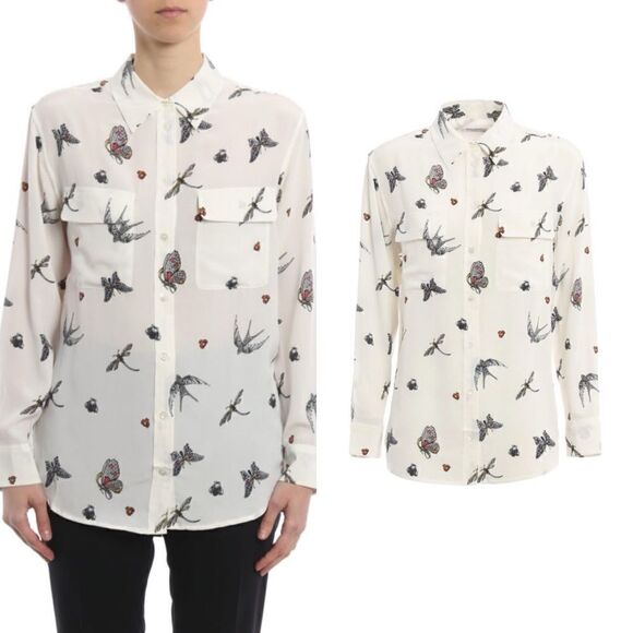 EQUIPMENT Bug print silk shirt - Picture 1 of 10